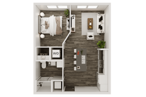 a1 floor plan  1 bedroom with 1 bath  129